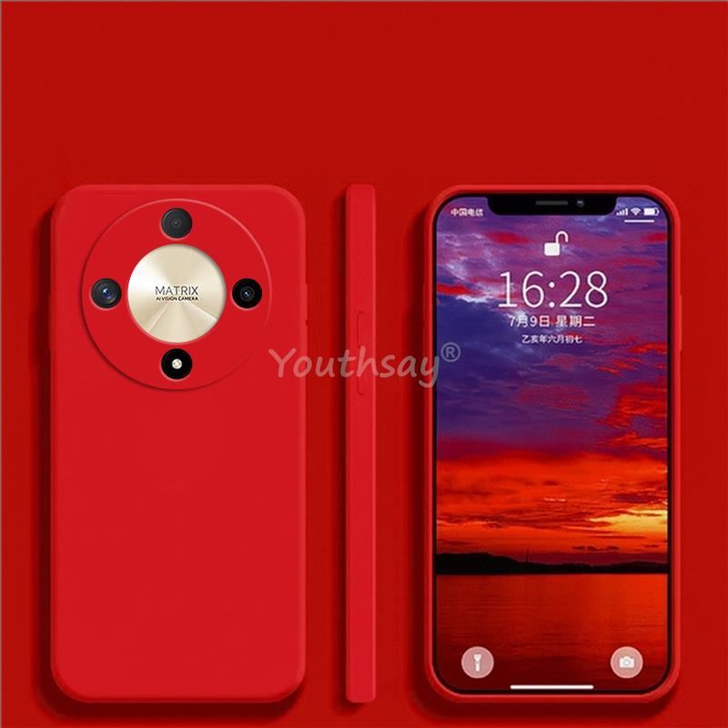 Coque en silicone liquide pour Honor X9b X9a X8A X7A, étui de protection souple en TPU d'origine: aluminium / Rose