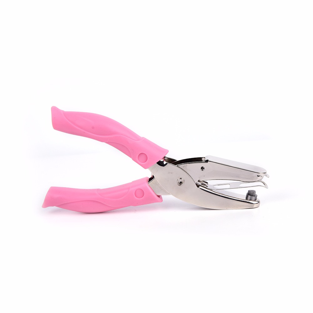 Hand-held 1-Hole Metal Paper Punch Single Heart Shape Hole for Greeting Cards Scrapbook Notbook Puncher Hand Tool with Pink Grip