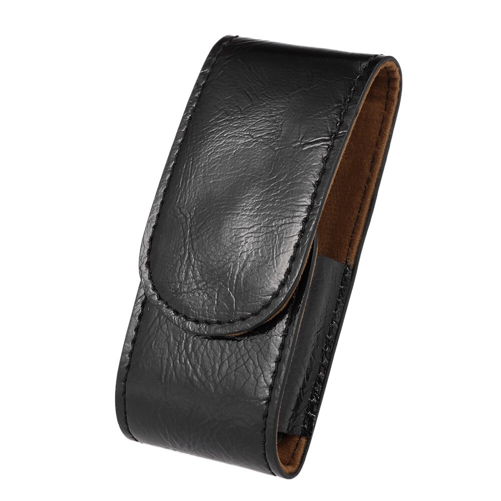 Bolsa de máquina de afeitar de cuero PU, mango recto y largo, estuche de afeitar de seguridad con mango largo, soporte de cuchilla de afeitar de doble filo, tienda de cuchillas de afeitar