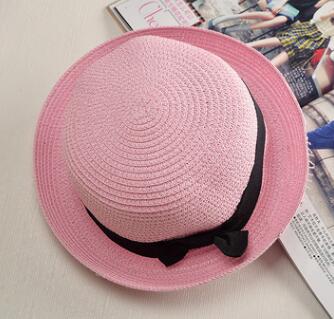 Rep platt hatt halm solskydd kvinnlig halm rosett utomhus sol strand hatt sommar hattar kvinnor keps panama kepsar: 9
