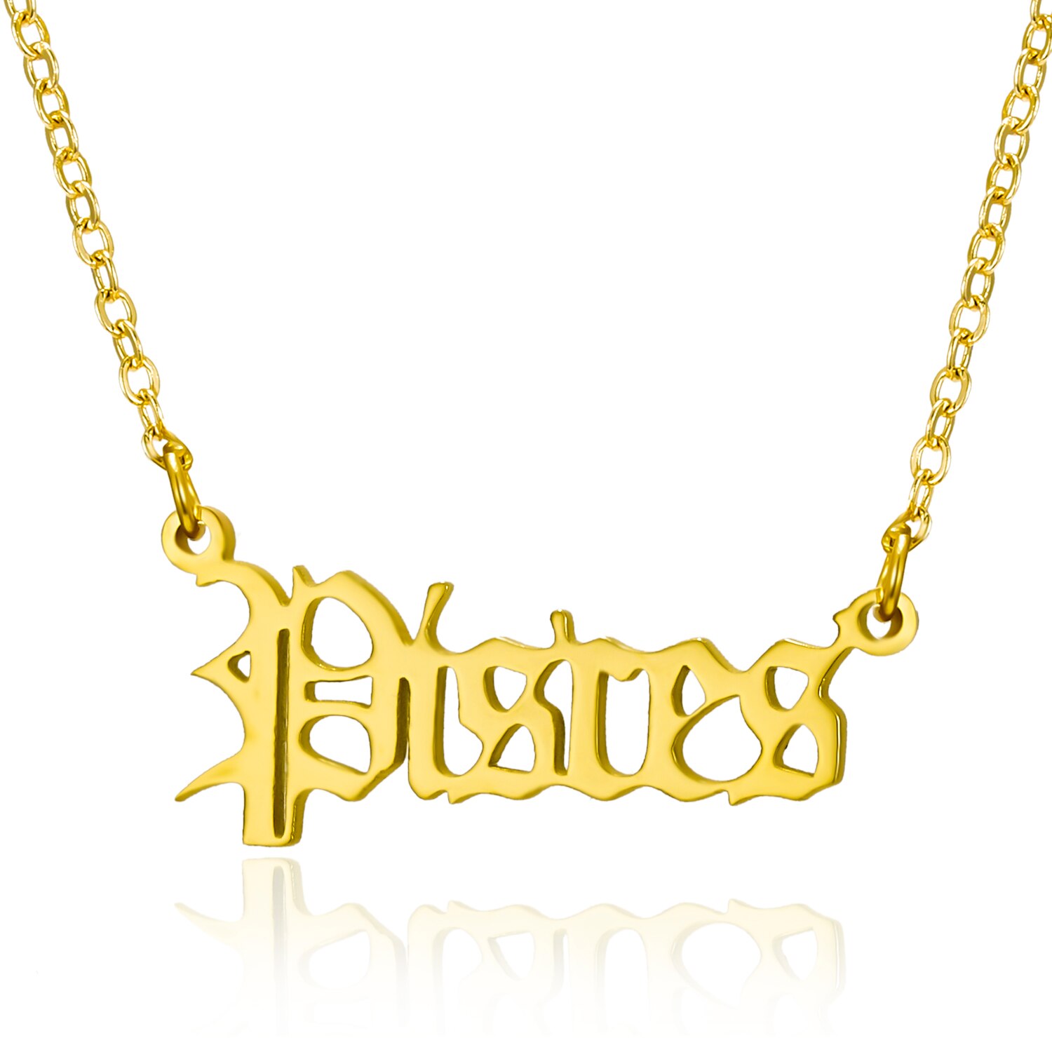 Trendy Goud Kleur Brief Zodiac Ketting Vrouwen Choker 12 Sterrenbeeld Weegschaal Rvs Hanger Ketting Verjaardag Sieraden: Pisces