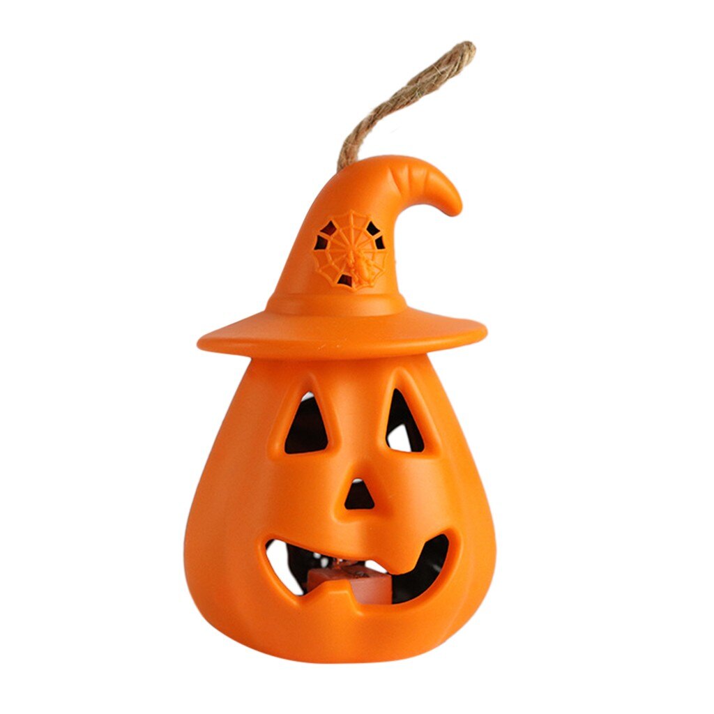 Halloween pumpa lykta led färgglad blixt skräck dödskalle ljus luva pumpa ljus ljus 8 x 12cm spökhus dekoration: Orange