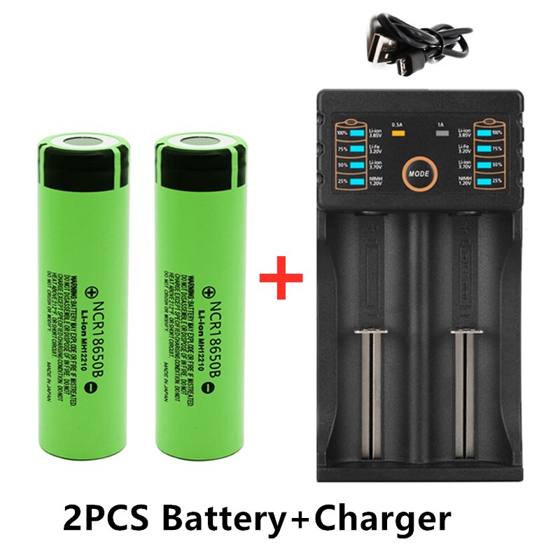 100% Original 3.7V 3400mAh 18650 battery rechargeable battery with Battery charger for 26650 14500 18340 18650 Battery+charger: Red