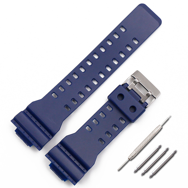 Watch Accessories Rubber Strap Men's Pin Buckle Resin Watch Strap Suitable for Casio G-shock GD120 GA100 GA110 GA400 watch band: Blue