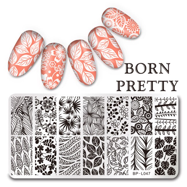 Né joli été fruits ongles estampage modèle fleur jus boissons ligne laisser modèle bricolage Nail Art Image plaques: BP-L047
