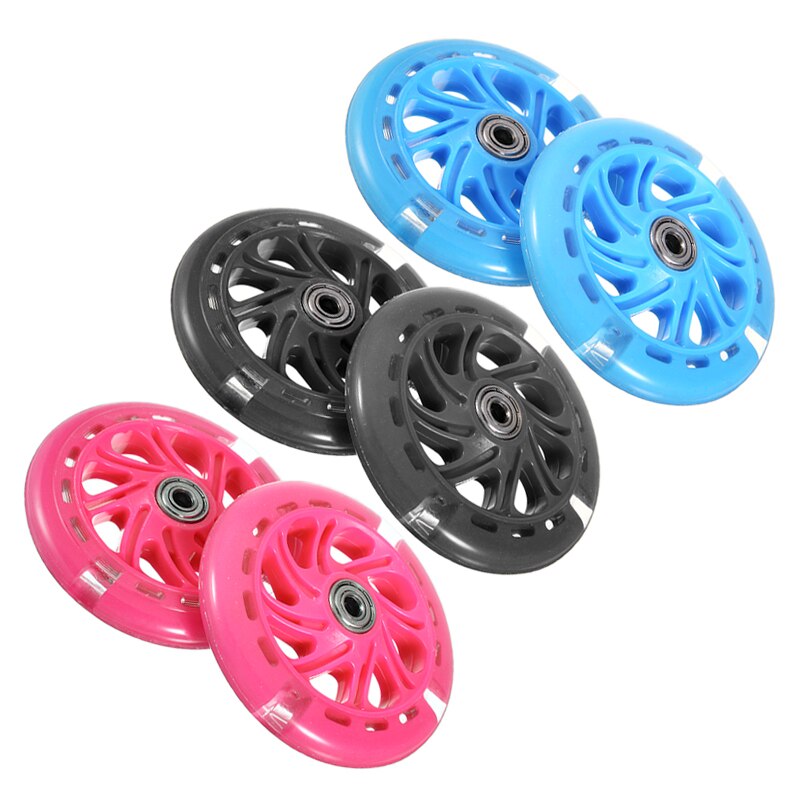 1Pair 120mm Children Scooter LED Lights Flashing Wheels with ABEC-7 Bearings Front/Rear LED Flashing Scooter Wheels