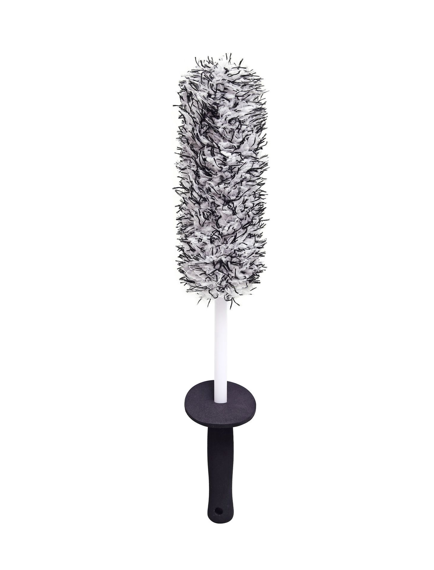 Cepillo de rueda de microfibra para una limpieza especialmente suave hasta la cama profunda de la rueda, cepillo largo de limpieza de ruedas de coche: Negro