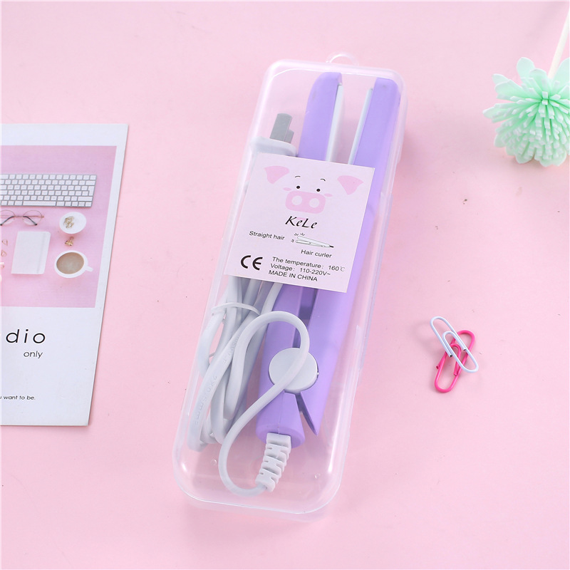 Cartoon Stijltang Krullend Haar Mini Student Kleine Power Meisje Air Pony Krultang Steil Volume Dual-Gebruik Rechttrekken Gereedschap: purple