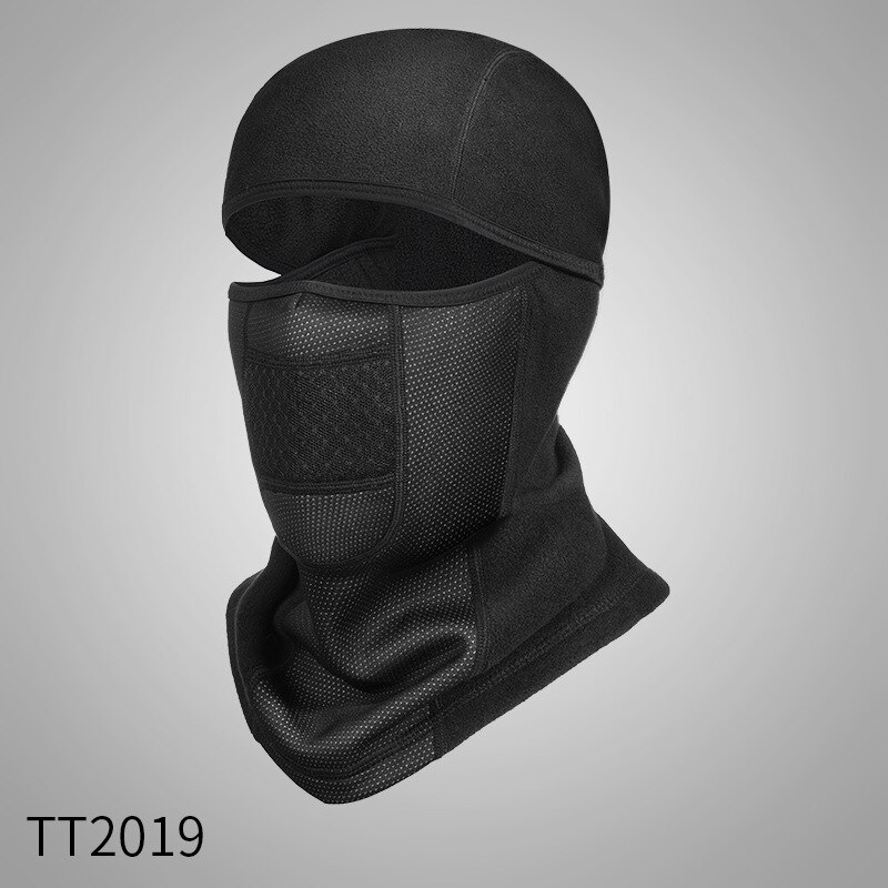 Winter Keep Warm Balaclava Motorcycle Full Face Mask Motorbike Cycling Bike Cap Motocross Helmet Hood Moto Riding Neck Face Mask: TT2019 black