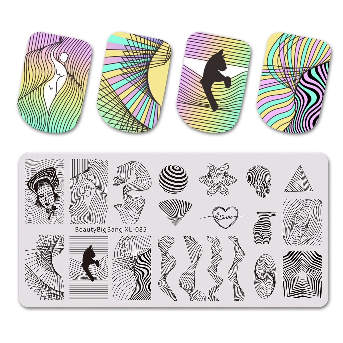 Beautybigbang 6*12cm stempling plade natur blade planter billede skabelon negle stencil skabeloner negle form stencils til nai: 85