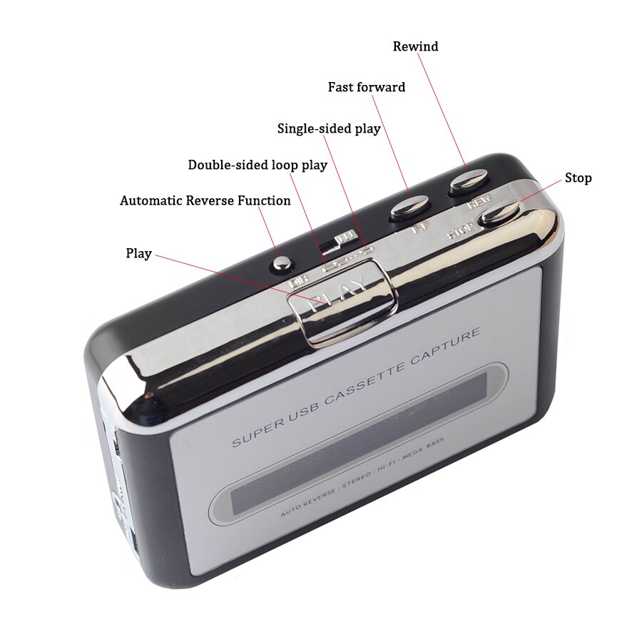 ELAHUDE 12V Classic USB Cassette Player Cassette to MP3 Converter Capture Music Player Cassette Recorders Convert music