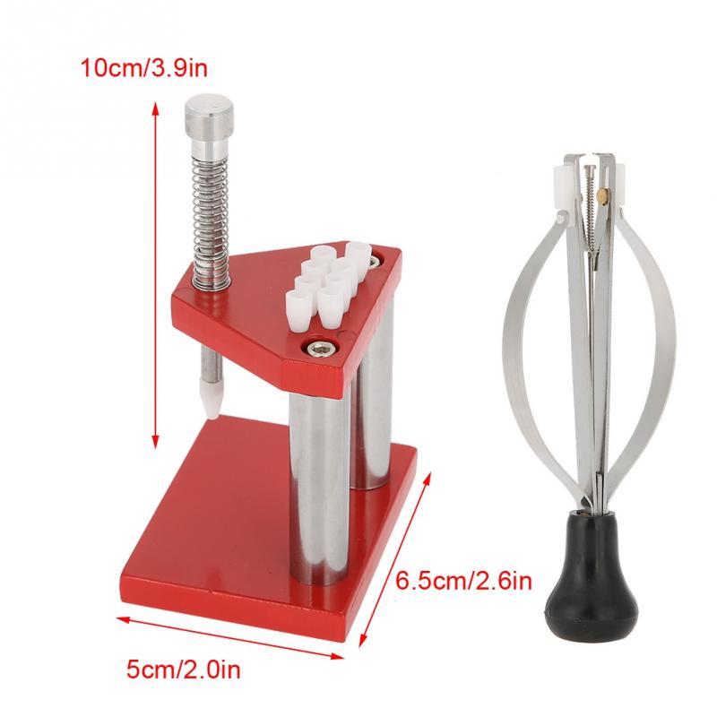 Punainen kellotyökalu käsi mäntä vedin poisto käsisarja asentaja kiinteä seosteräs kellon korjaustyökalusarja 10 muovisuuttimella