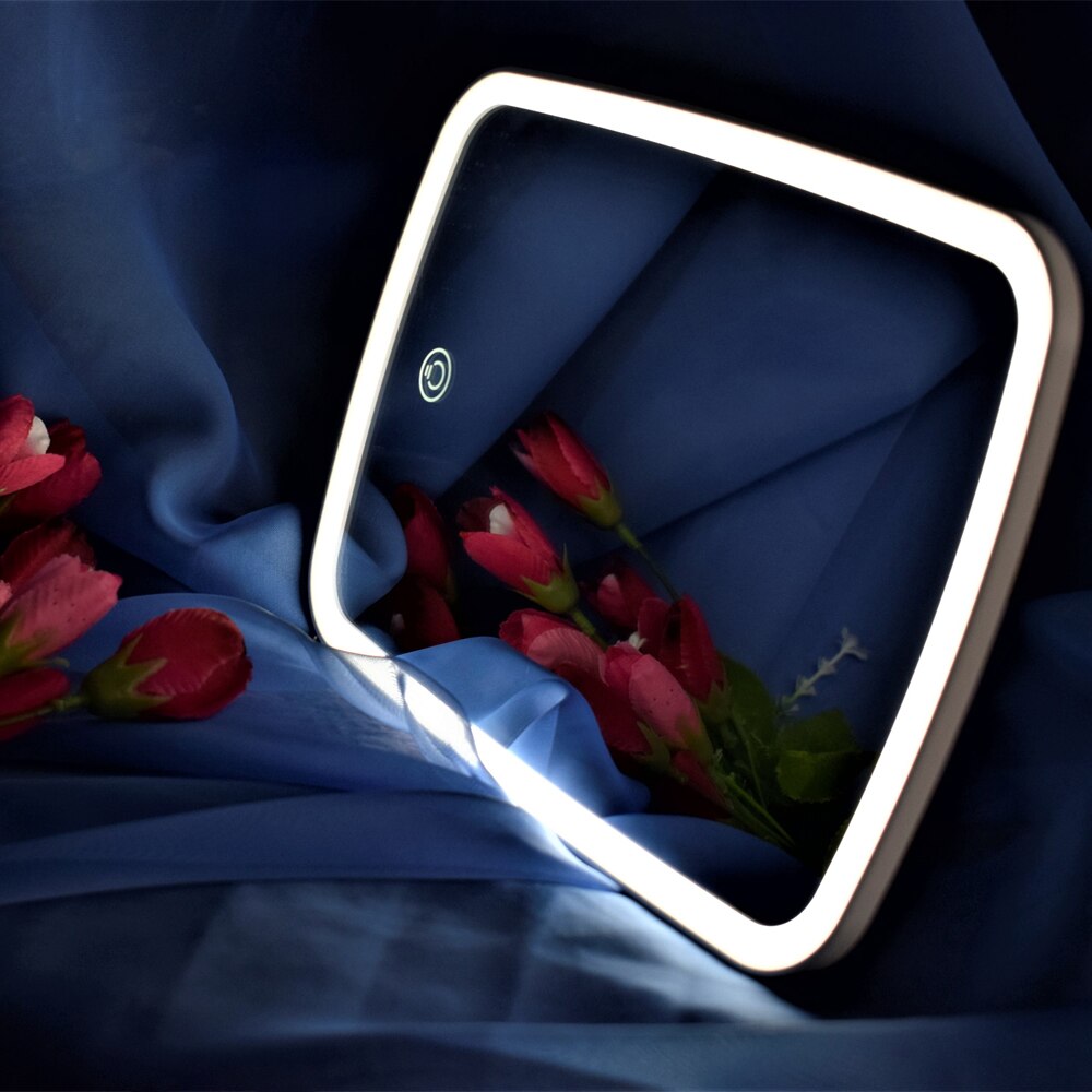Makeup Mirror LED Cosmetic Mirror Lighted Touch Screen Mirror Operated Stand for Tabletop Bathroom Travel