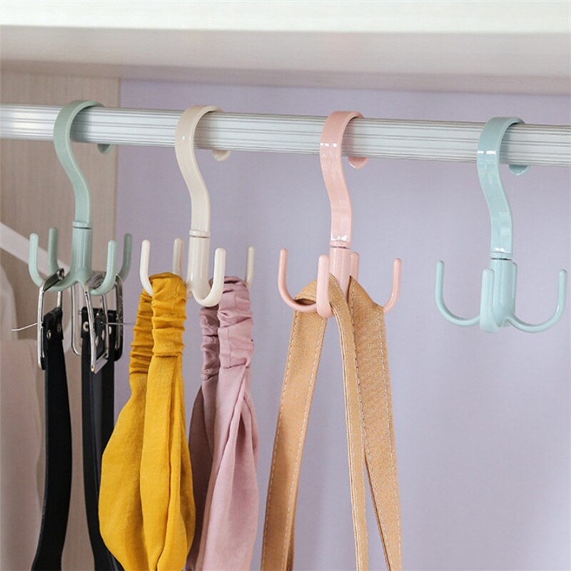 4-Claw Rotating Bag Hooks Plastic Handbag Clothes Ties Bag Holder Hangers Organizer Belt Closet Hanger Hanging Rack Storage Hook