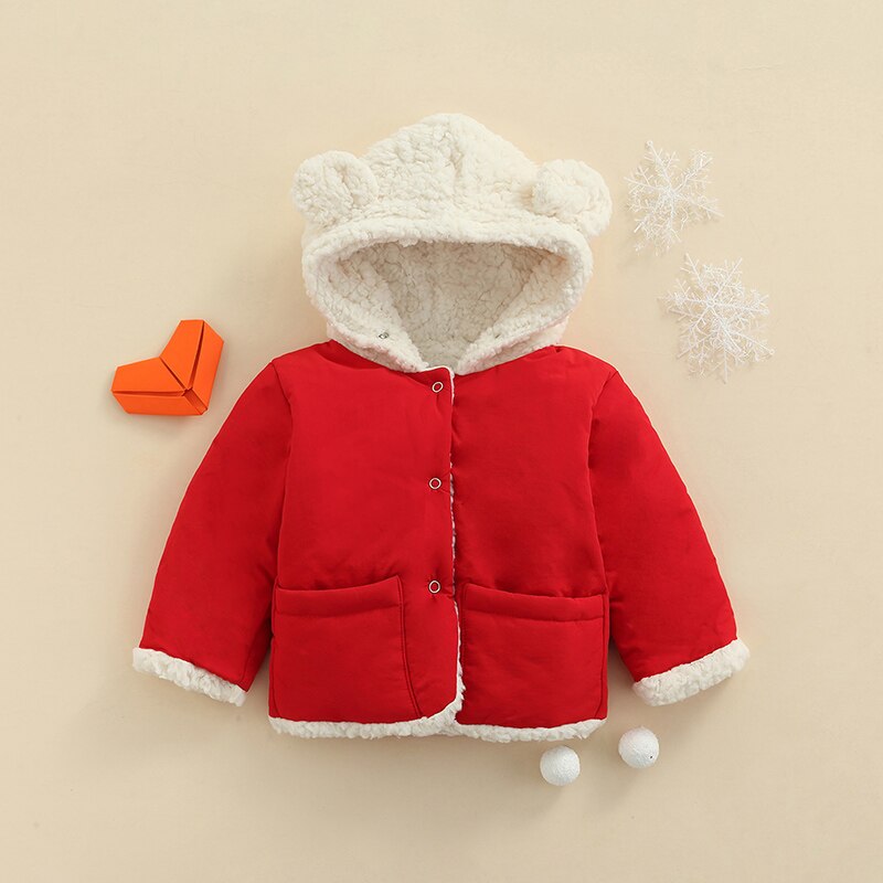 Inverno crianças meninas meninos engrossar jaquetas criança algodão pequeno urso decorar com capuz outerwear infantil crianças casacos roupas