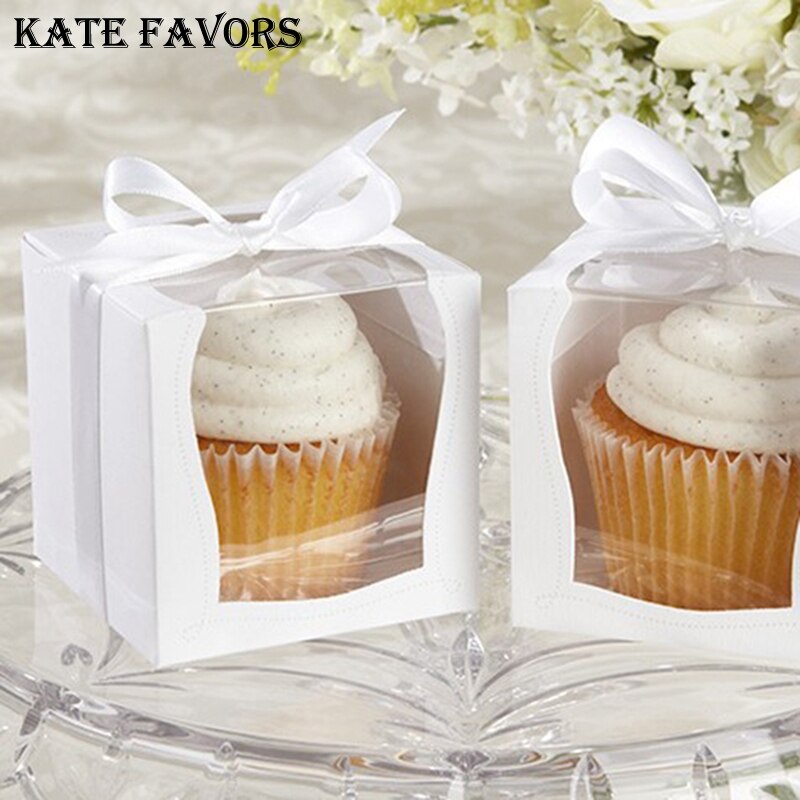 Vindue kage boks blår muffin enkelt cupcake boks fest bryllup favor kasser papir boks og emballage beholdere leverandør
