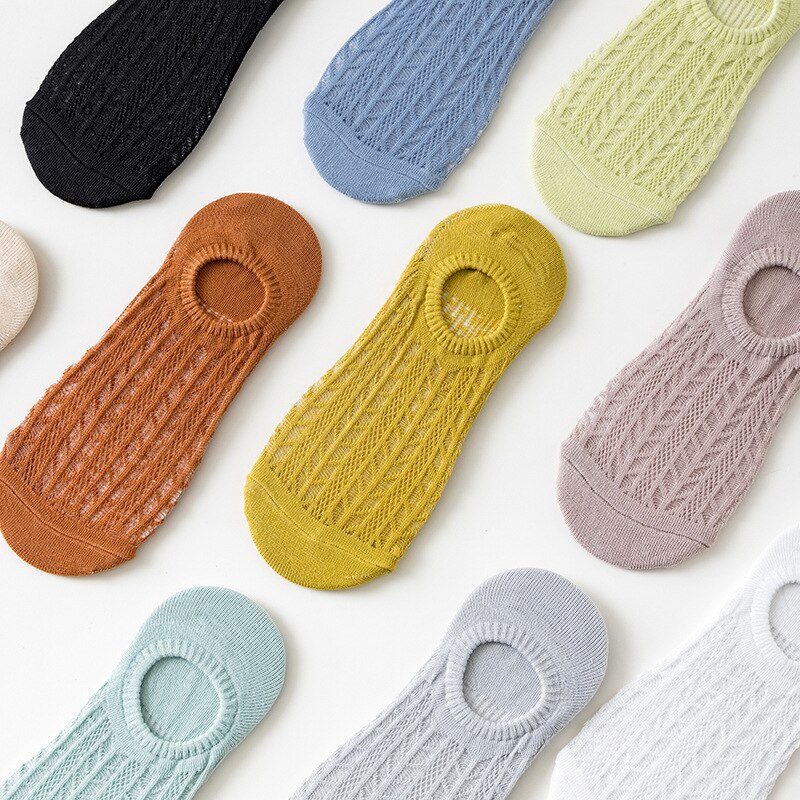 5 paia/lotto calzini invisibili in cotone Mujer antiscivolo Chaussette caviglia bassa donna femminile calzini da barca No Show Calcetines traspiranti