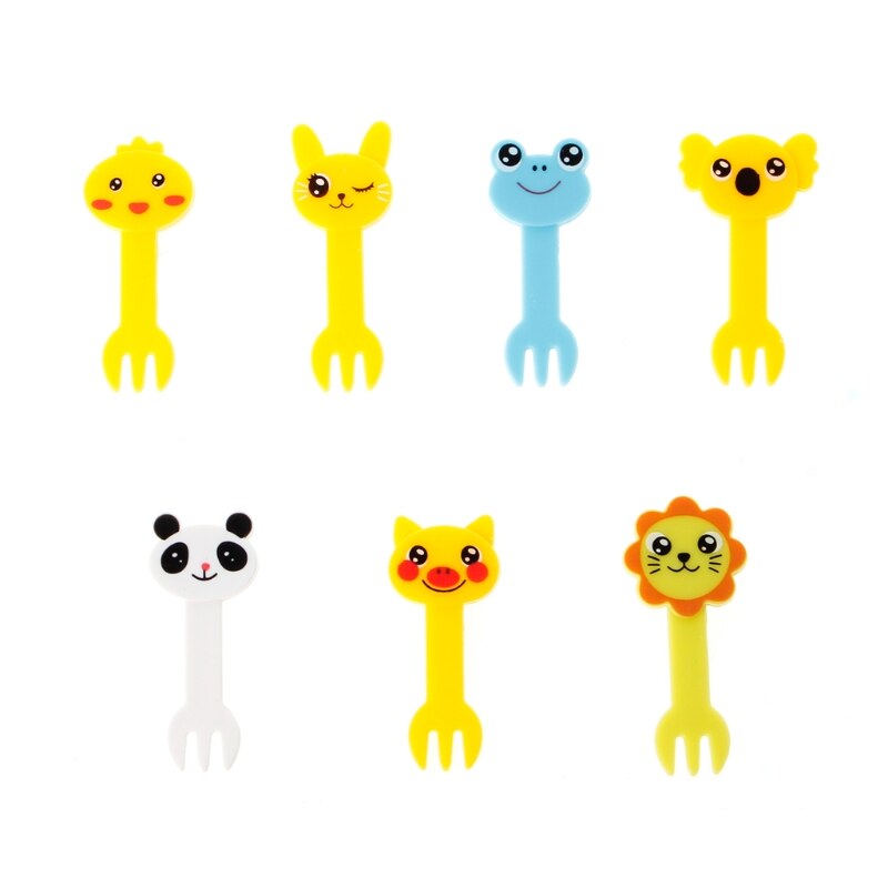 Mini Tenedor de fruta de granja de animales marinos para niños, palillo de dientes de dibujos animados, decoración de , 6/10 unids/paquete