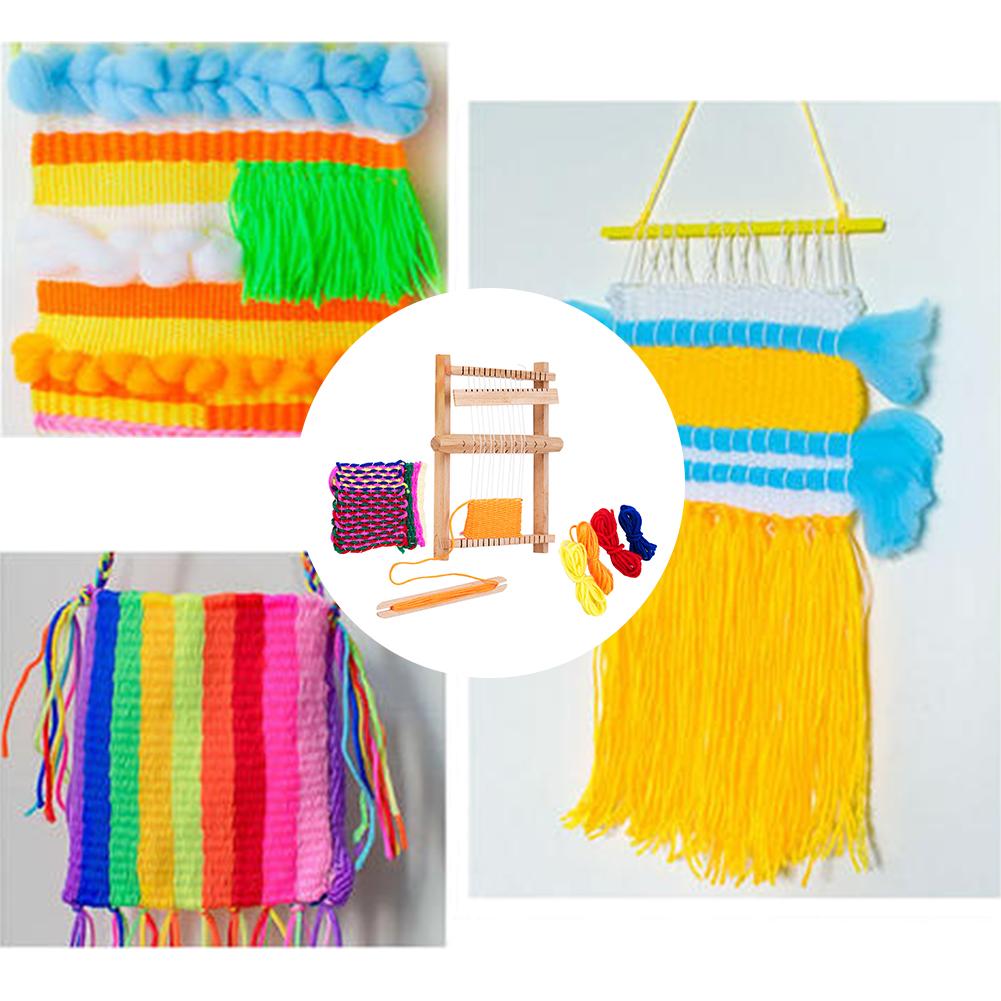 Wooden Weaving Loom Kit With Yarn Nylon Rope Weaving Wooden Sewing Machine DIY Wool Hook Looms Household Supplies