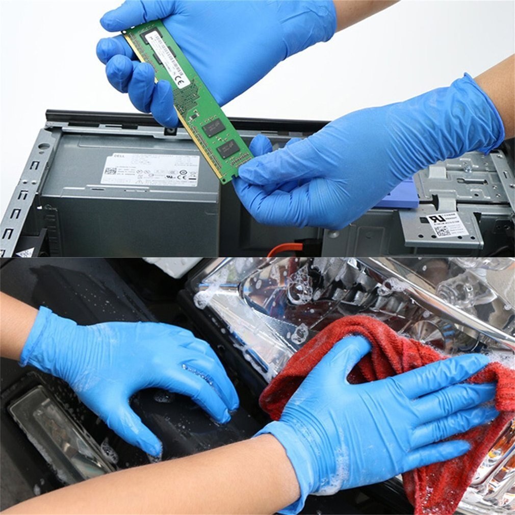 100pcs/box Blue Nitrile Disposable Gloves Wear Resistance Chemical Laboratory Electronics Food Testing Work Gloves