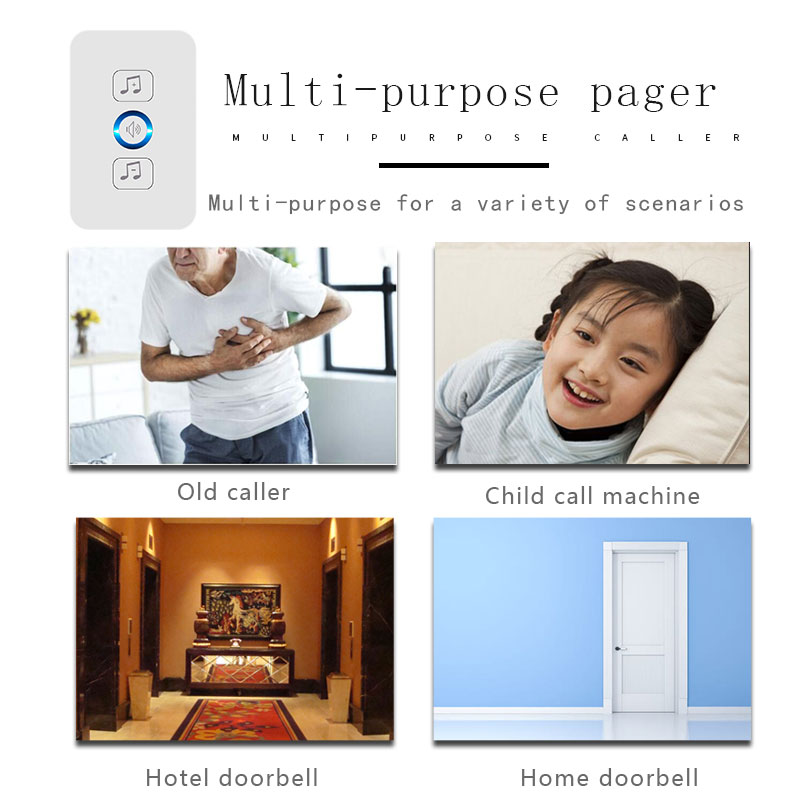 Bcsongben wireless waterproof doorbell 1 button 1 receiver 300M remote control smart home hotel wireless door ring US plug