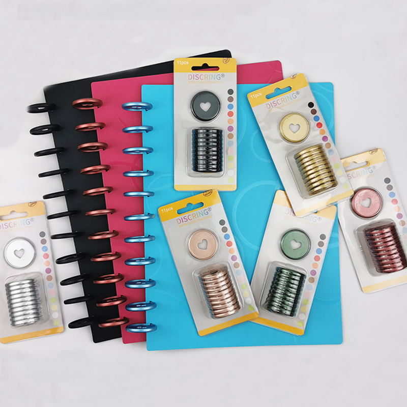 11 Stks/doos Frosting Hartvormige Notebook Plastic Disc Binding Plastic Ringen Diy 360 Graden Opvouwbare Disc Gesp Kantoorbenodigdheden