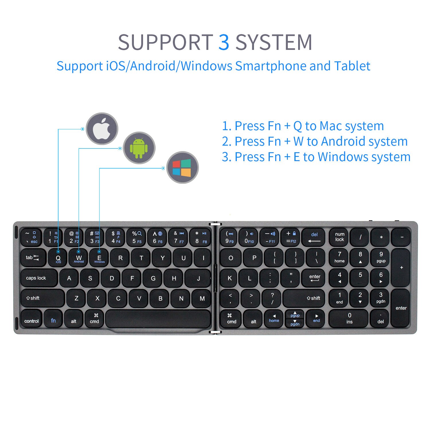 Faltbare Folding Drahtlose Bluetooth Tastatur mit Numerische FK328 Mini Tasche Tastatur für Windows Android IOS Tablet iPad Telefon