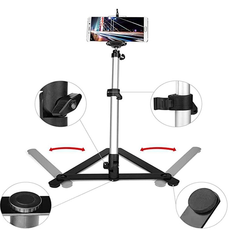 Adjustable Photography Table Top Stand Set Phone Mount Mini Monopod+Phone Clip Bluetooth Control Smartphone Stand Video Mount