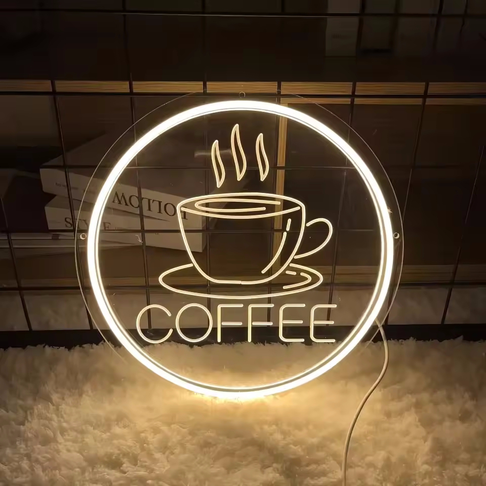 Neonskylt för kaffe kafé neon led-skylt för café cafeteria restaurang lysande företagsskyltar hemväggdekorationer lampor: Vit / 4w