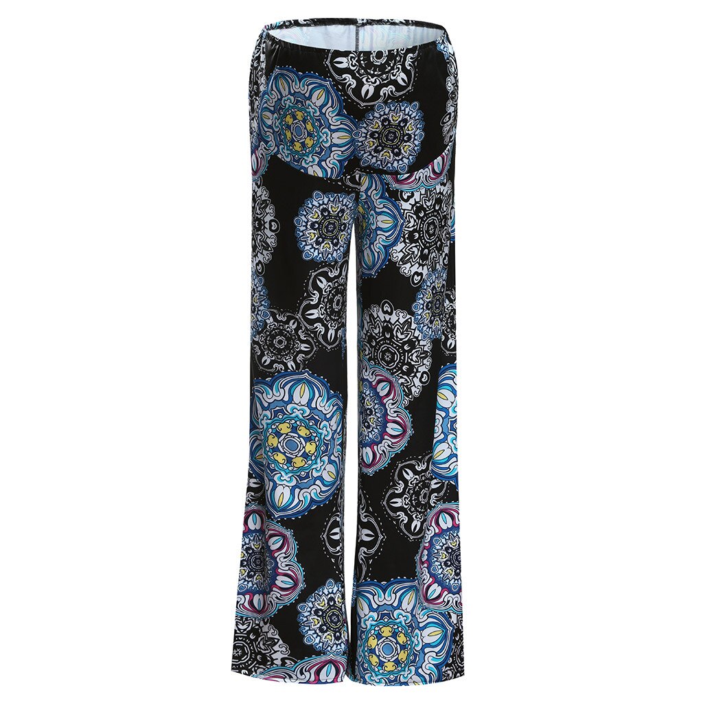 Women's Maternity Pants Wide Straight Lounge Pants Printing Stretch Pregnancy Trousers Loose Wide Leg Pants: DB / L