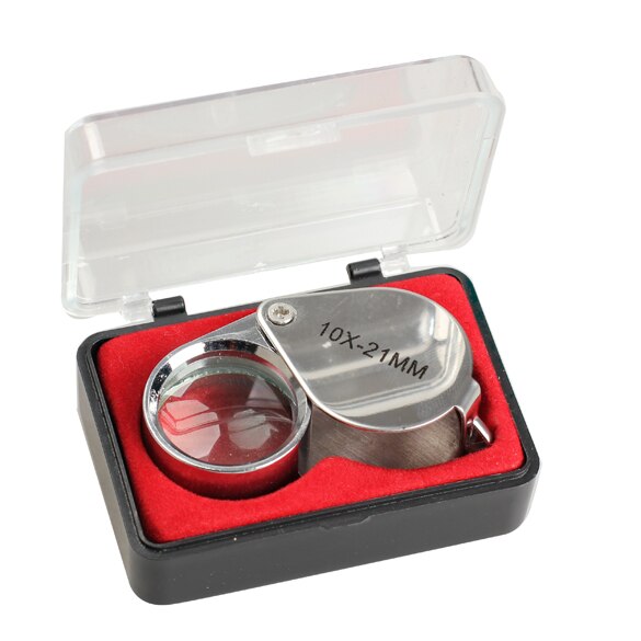 Mini Loupe 20X-21mm Loupe Loupe Triplet bijoutiers oeil avec lumière LED ultraviolette bijoux en verre diamant Loupe: 10 x 21mm