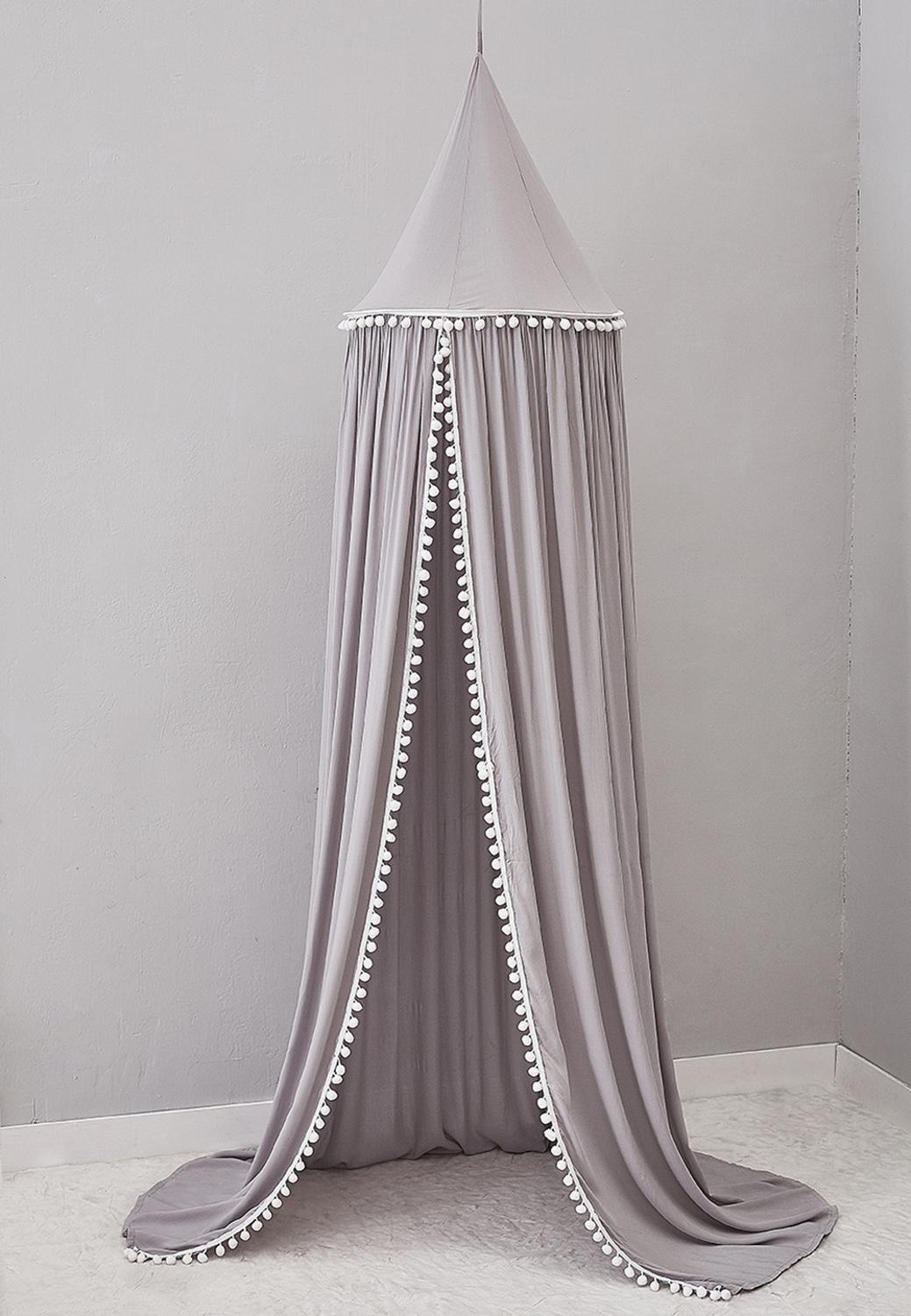 Pompoms katoenen speelhuis tenten voor kinderen hemelbed gordijn baby hangende tent kinderbed kinderkamer decoratie ronde koepel klamboe