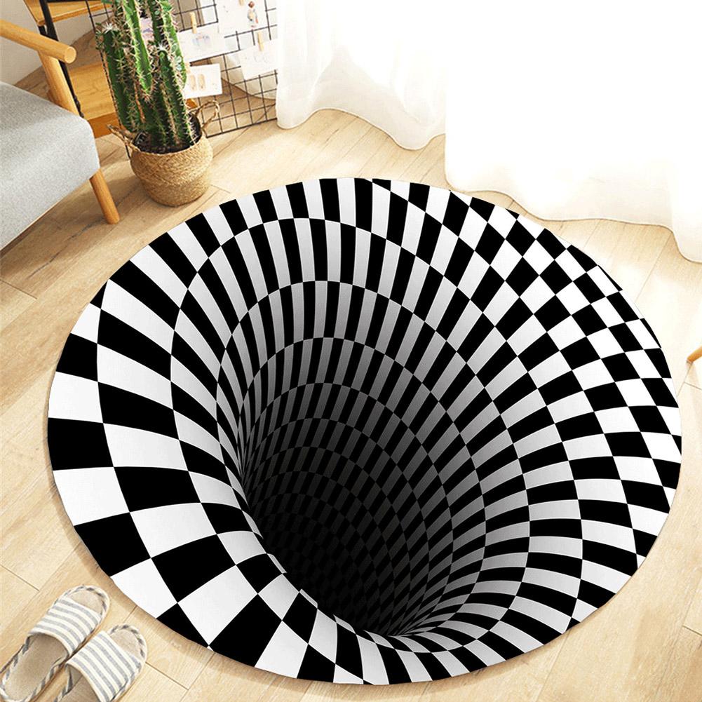 3D Vortex Illusion Rug Swirl Print Optical Illusion Areas Rug Carpet Floor Pad Non-slip Doormat Mats for Home