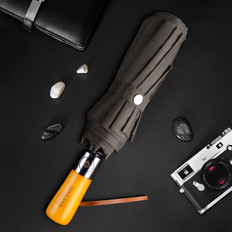 Black Full Automatic Business Umbrella Three Folding Male Female Parasol Umbrella Rain Women Windproof Luxury Umbrella For Men: Automatic gray