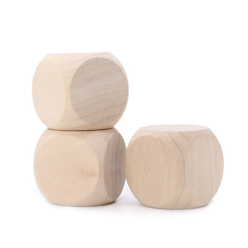 40mm dadi in legno bianco giocattoli per bambini stampa incisione scrivere pittura gioco per famiglie fai da te 652D