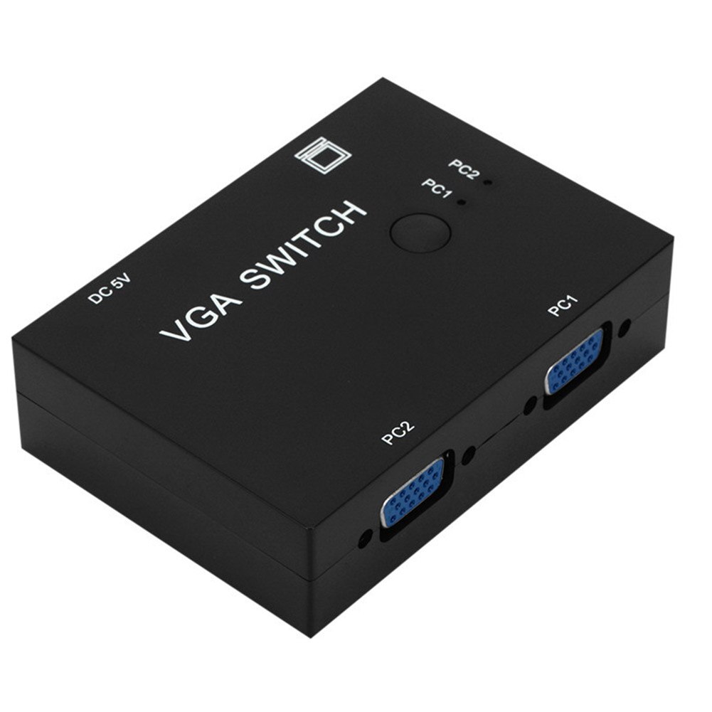 2 port tilbehør metal lcd tv manuel splitter med kabel vga switch kvm video deleboks sort bredskærm til pc skærm