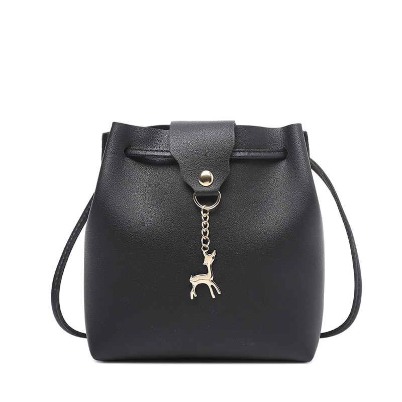 Flickor liten cross shoulder bucket bag handväskor mini fritid kvinnor handväskor påse med rådjur mini crossbody messenger pack