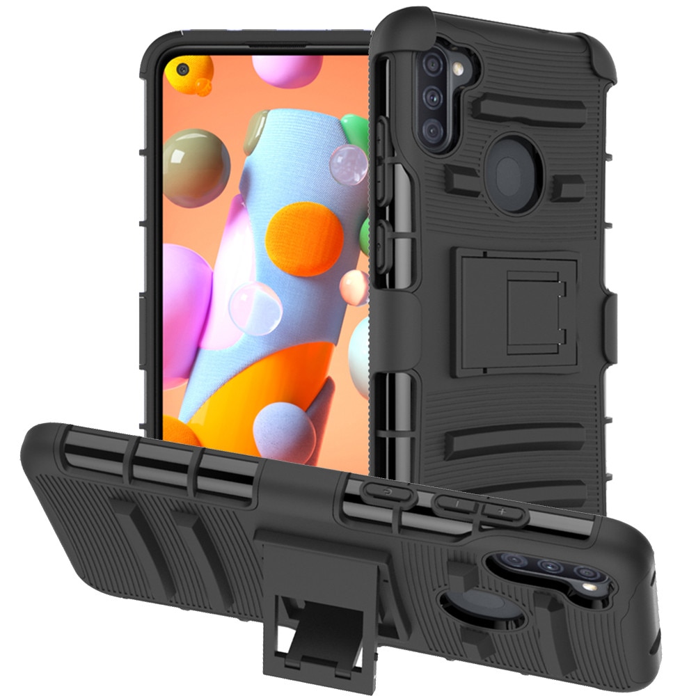 Funda con Clip para cinturón para Samsung Galaxy A21 funda para Samsung A11, funda con soporte giratorio a prueba de golpes, funda protectora para parachoques