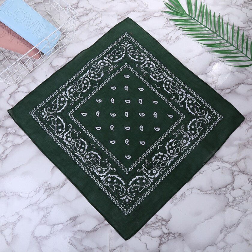 Hoofdband Unisex Mode Katoenen Bandana Vierkante Sjaal Voor Vrouwen Mannen Hoofdband Hoofddeksels Dubbelzijdig Hoofd Wrap Haaraccessoires: Zwart Groen