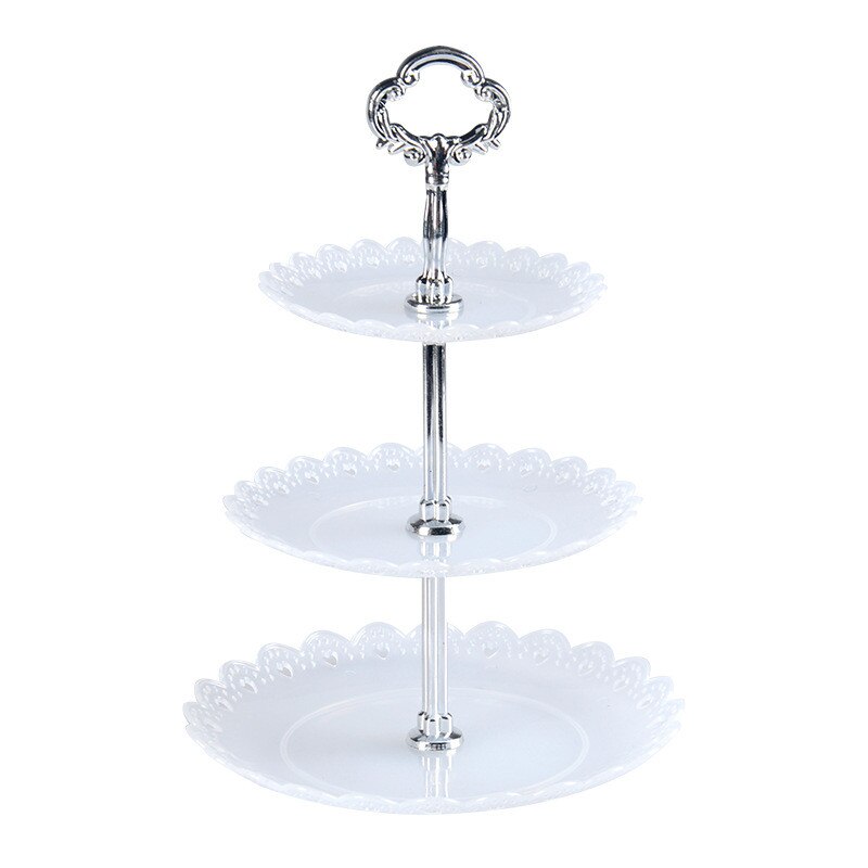 3 Tier PP multi-layer Taart Plaat Stand Bruiloft Verjaardag Party Dessert Fruit Lade Keuken Accessoires Kerstversiering: Transparent / L