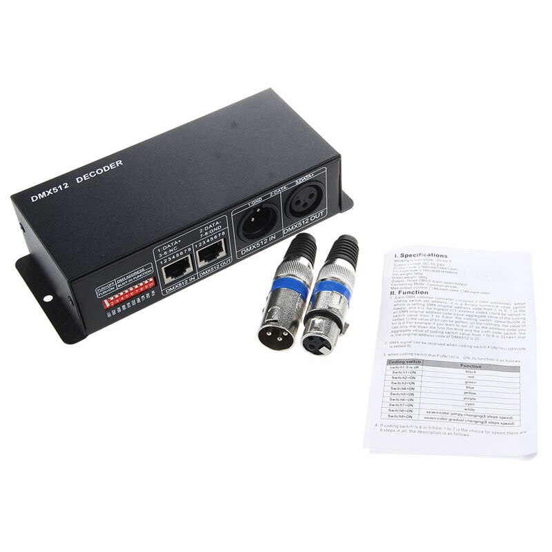 Dc 12V-24V 3 Kanaals Dmx Decoder Led Controller Voor Rgb 5050 3528 Led Strip Licht