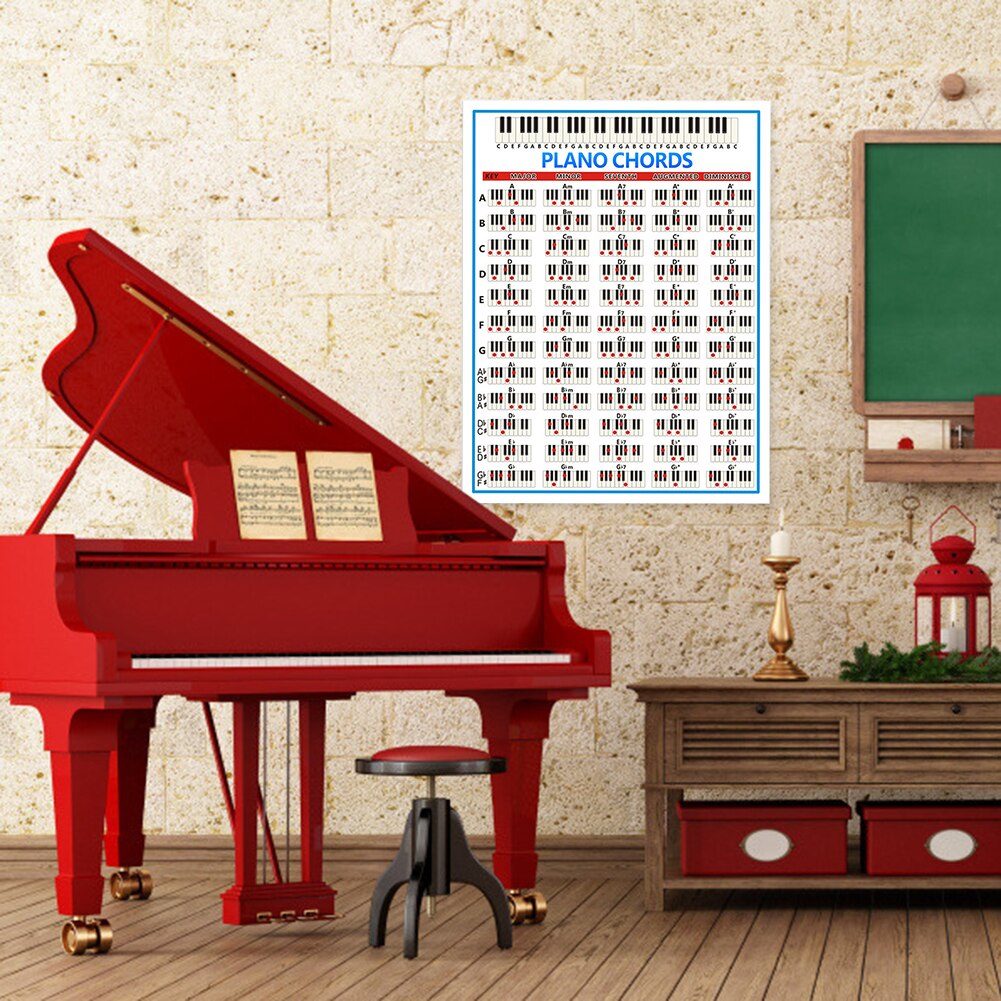 Tablature de piano pour élève débutant,poster autocollant avec diagrammes d&#39;accords, grande affiche de doigté, entraînement pour clavier de 88 touches,