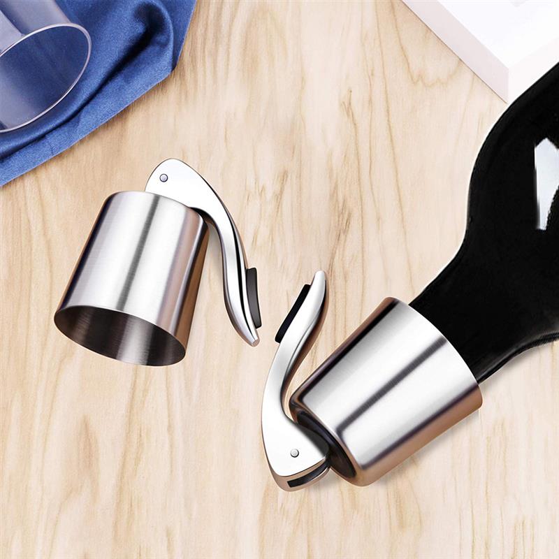 Wine Bottle Stopper Stainless Steel Reusable Leakproof Silicone Beverage Bottle Sealer Wine Fresh Saver Kitchen Bar Tools