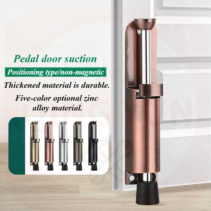 Telescopic Door Stopper Spring Loaded Heavy Duty Stopper Metal Adjustable Position with Foot Brake Wedges for Door Bottom Seam