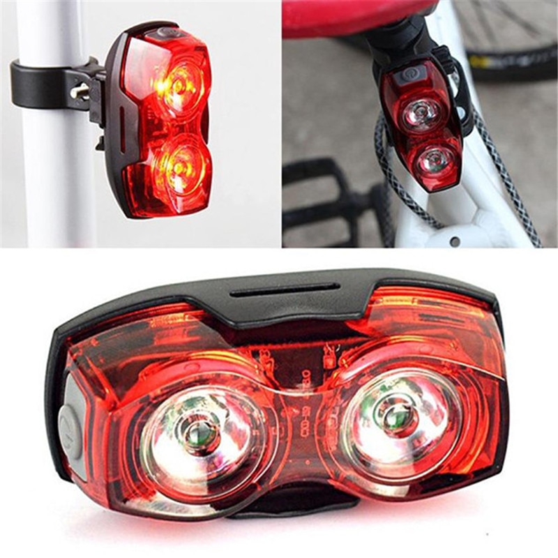 2 leds fiets achterlicht Nacht Super Heldere Rode Achterlichten LED Fiets Safety Light 3 Modes met clip mount set Fiets Accessoires