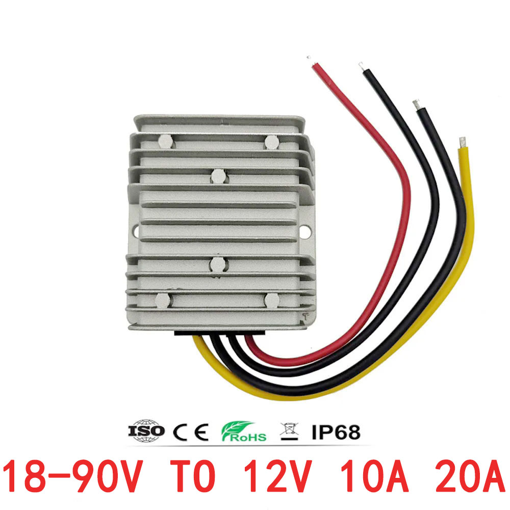 24V 36V 48V 60V 72V 18-90V naar 12V 10A 20A DC DC Converter Step Down Spanningsregelaar Transformator Bus Vrachtwagen Auto Voeding
