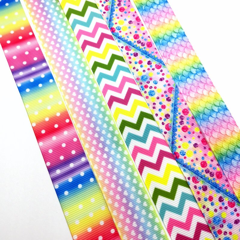 5 meter regenboog cartoon lint grosgrain 25mm doe-het-zelf handgemaakte linten voor haaraccessoires knutselen aangepaste lintdecoratie naaien