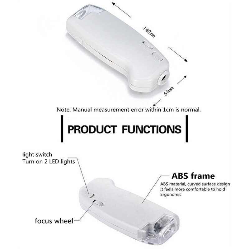80X Mini Portable Microscope LED Light Jewelry Identification Magnifying Glass Handheld Microscope with Scale