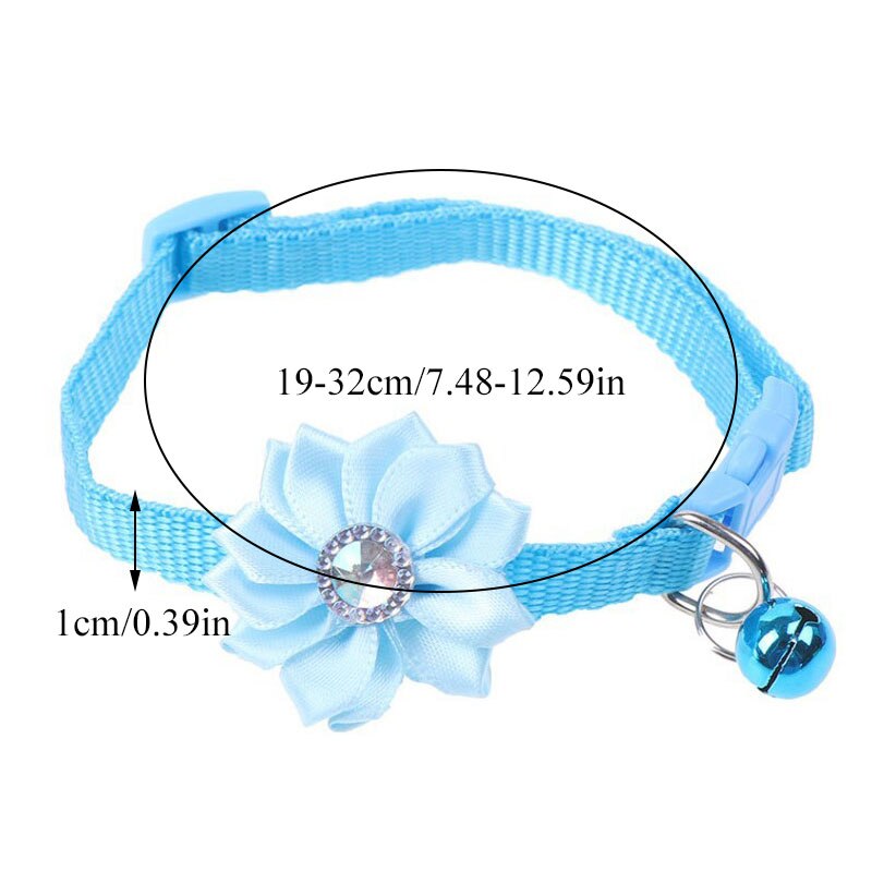 1PC collier pour chien fleur cloche diamant chien chat collier cou sangle réglable facile à porter boucle beau chat collier chat accessoires