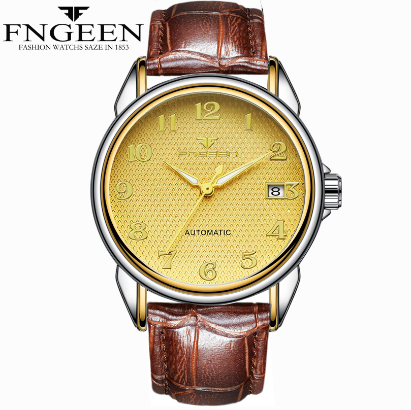Topmerk Watch Digitale Wijzerplaat Lichtgevend Roestvrij Staal Automatisch Mechanisch Horloge Waterdicht Datumklok Reloj Hombre: Grey